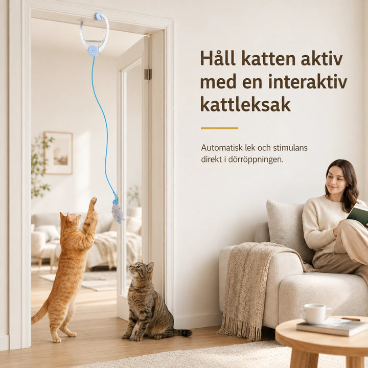 Felineo MusJakt Kattleksak hall katten aktiv- Djurslottet 