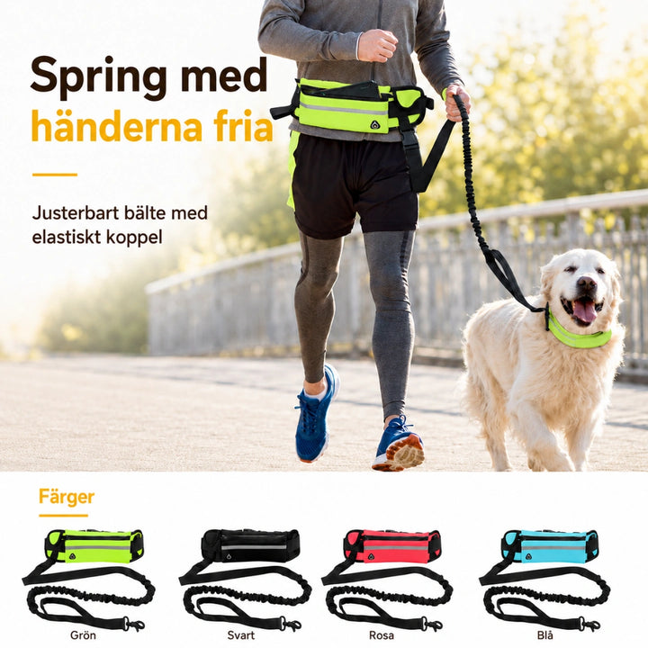 Flexura Hundkoppel med midjeväska spring  - Djurslottet