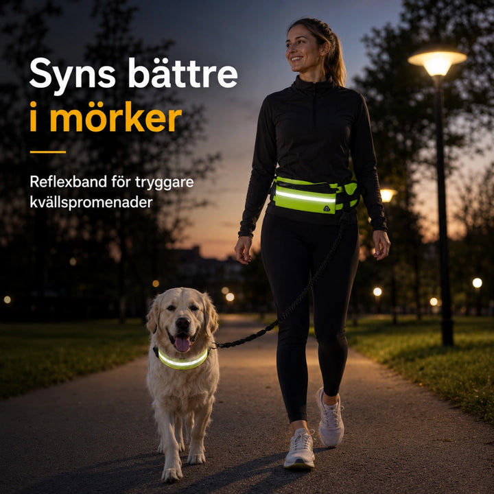 Flexura Hundkoppel med midjeväska reflexband - Djurslottet