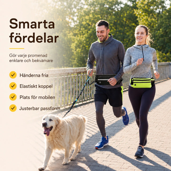 Flexura Hundkoppel med midjeväska smarta - Djurslottet