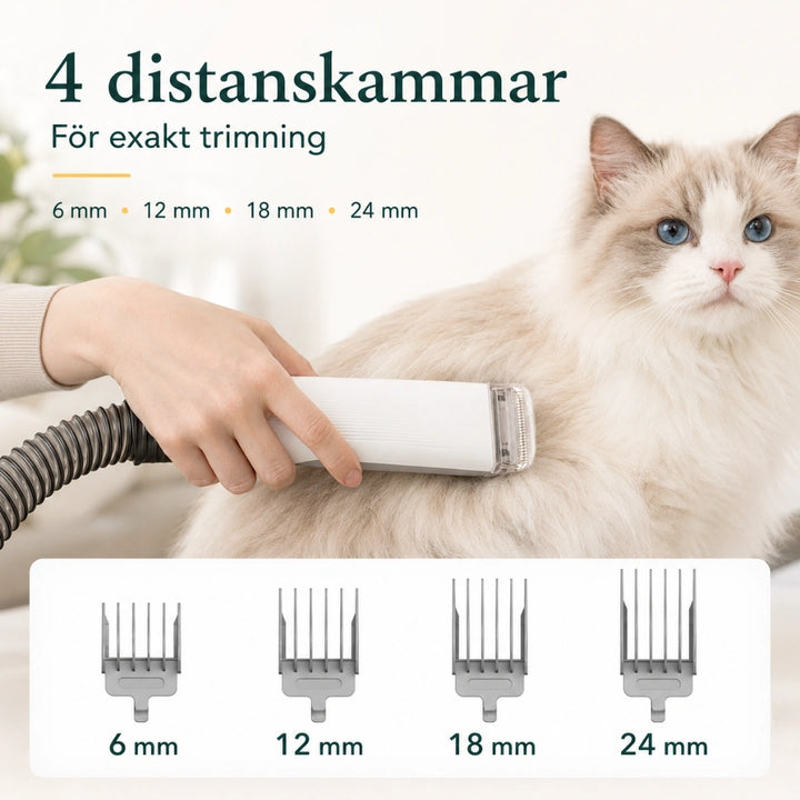 Grooming Trimmer med Dammsugare 4 dsitanskammar - Djurslottet