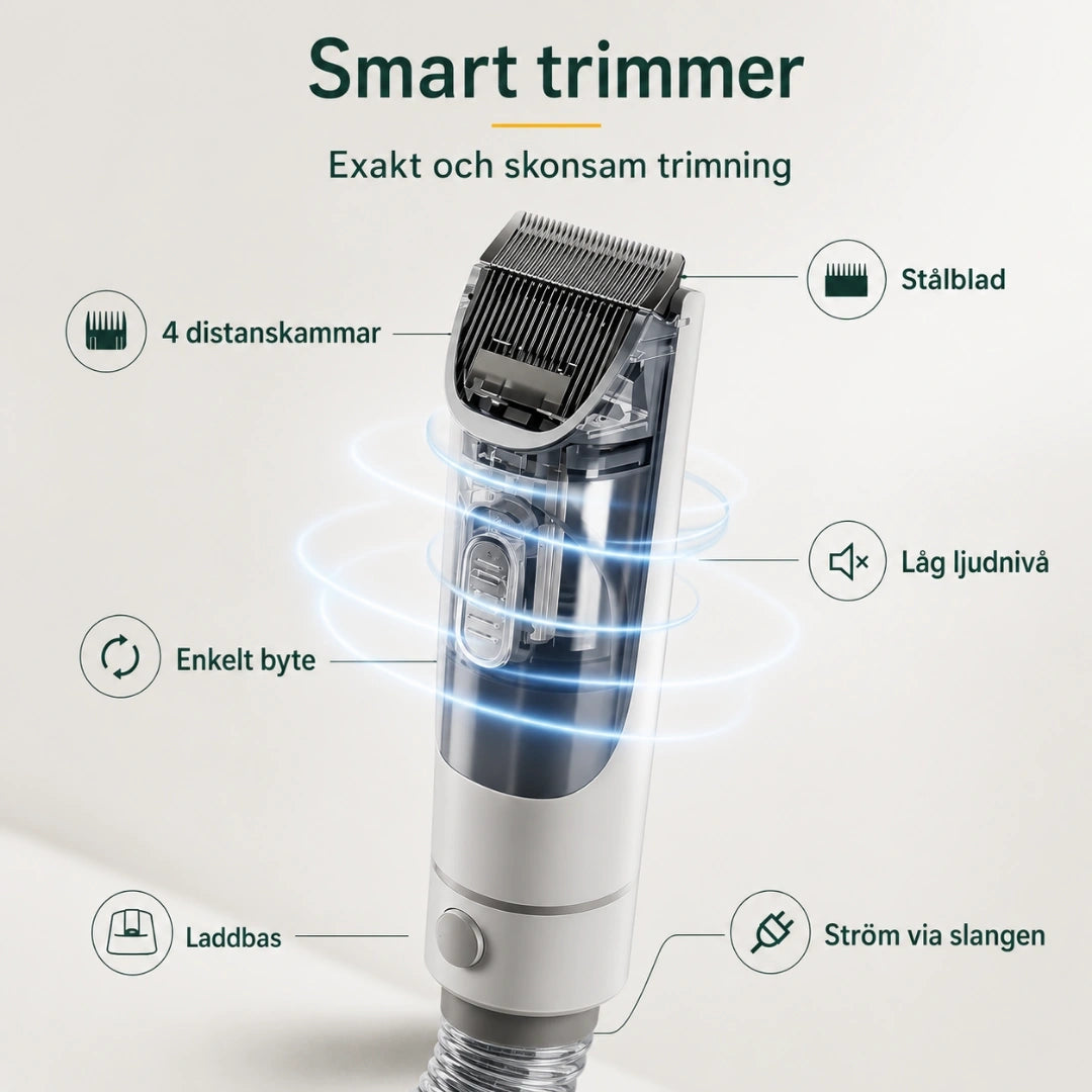 Grooming Trimmer med Dammsugare smart trimmer - Djurslottet
