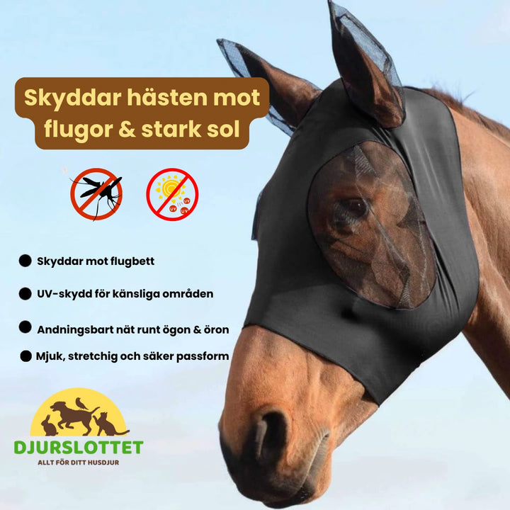 Hästmask med öronskydd Skyddar hästen mot flugor & stark sol - Djurslottet
