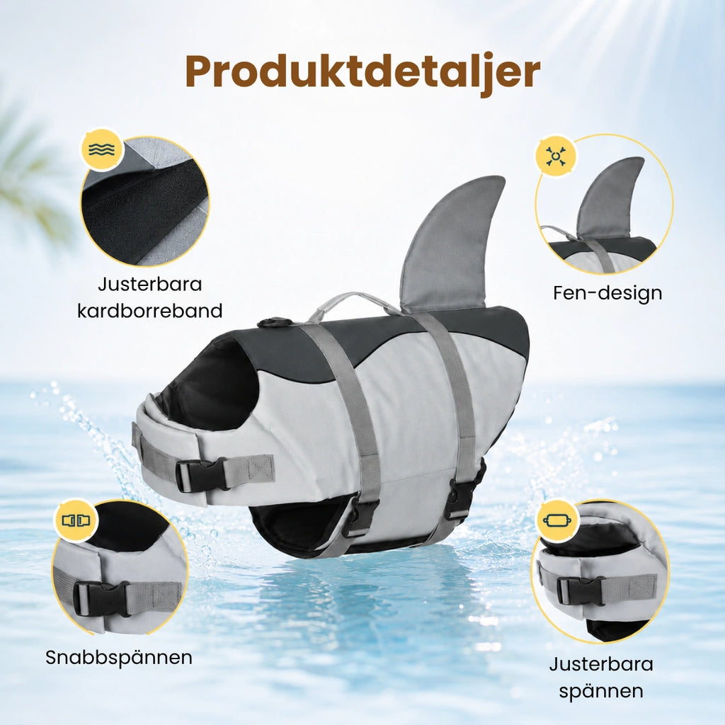 Hajformad hundflytväst Produktdetaljer - Djurslottet