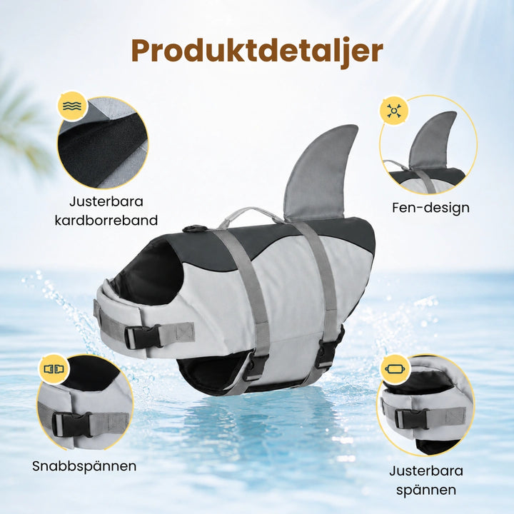 Hajformad hundflytväst Produktdetaljer - Djurslottet