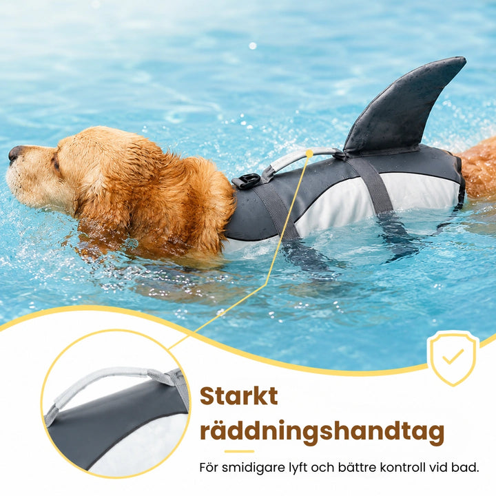 Hajformad hundflytväst Starkt räddningshandtag - Djurslottet