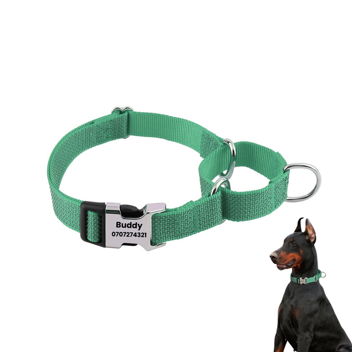 Halvstryp halsband med personlig gravyr Grön -Djurslottet