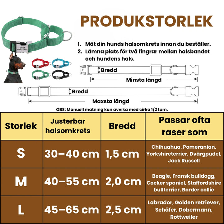 Halvstryp halsband med personlig gravyr Produktstorlek - Djurslottet