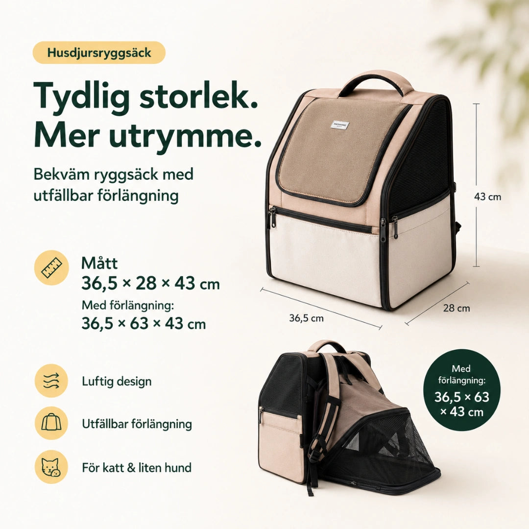 HiDream Expanderbar Ryggsäck Storlek - Djurslottet