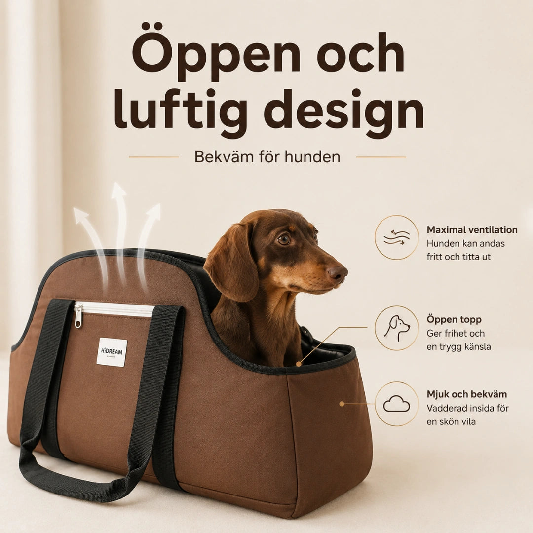 HiDream Lång Hundväska oppen och luftig design - Djurslottet