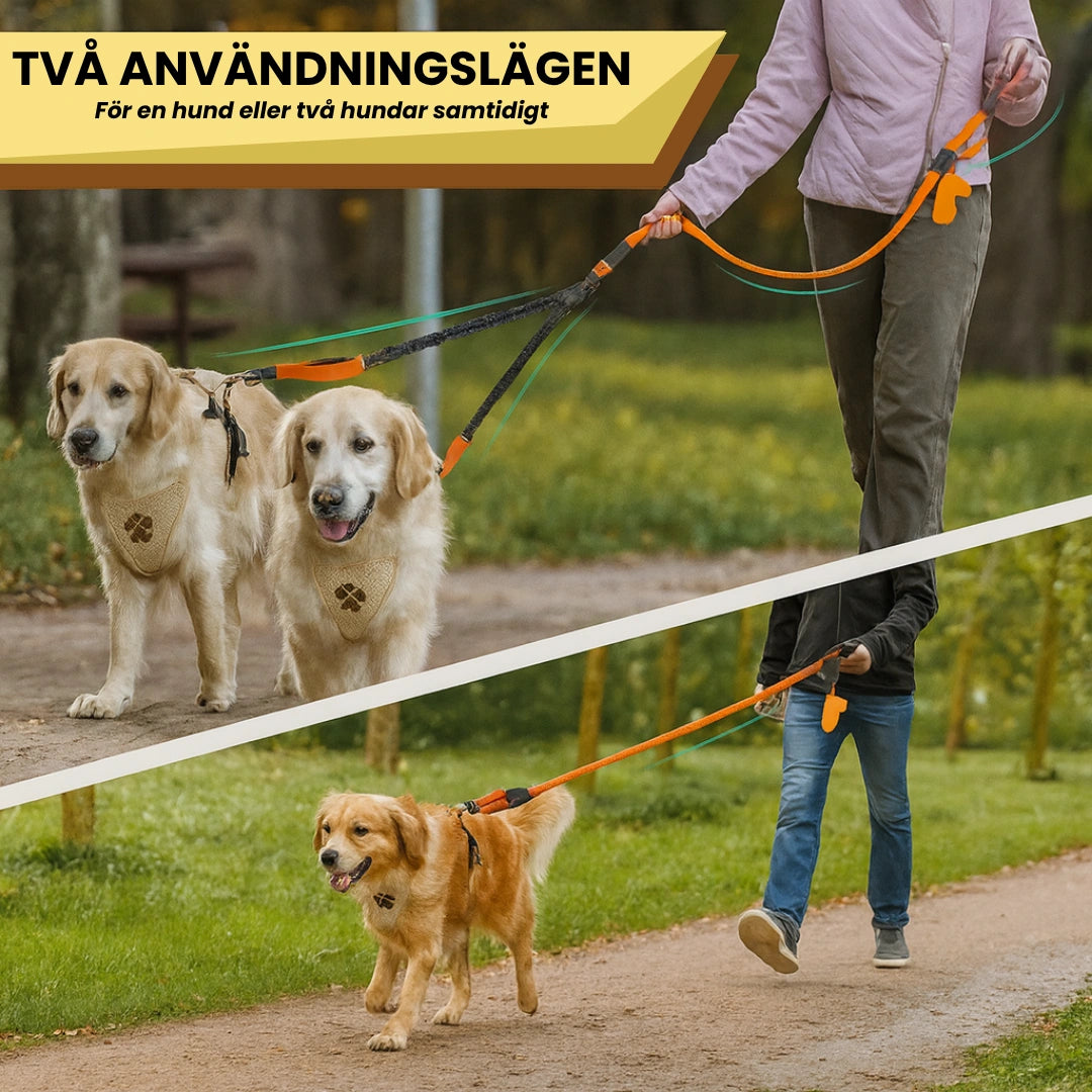 Reflekterande Dubbelkoppel För en hund eller två hundar samtidigt - Djurslottet