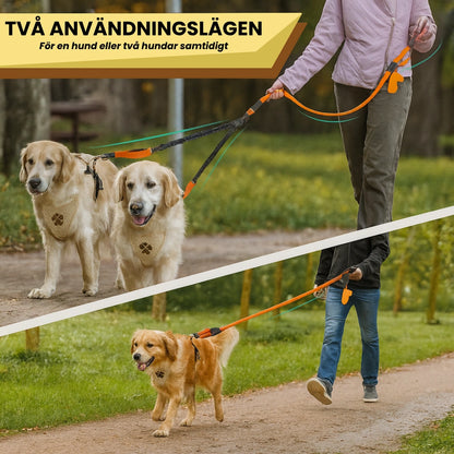 Reflekterande Dubbelkoppel För en hund eller två hundar samtidigt - Djurslottet
