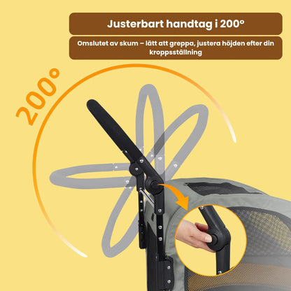 Hopfällbar Hundvagn för Stora Hundar Justerbart handtag i 200 - Djurslottet
