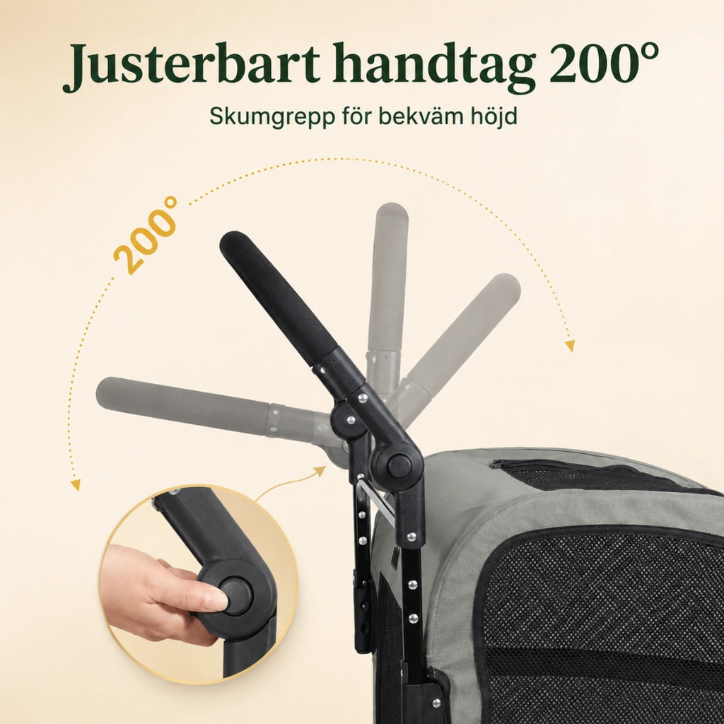 Hopfällbar Hundvagn för Stora Hundar justerbart handtag - Djurslottet