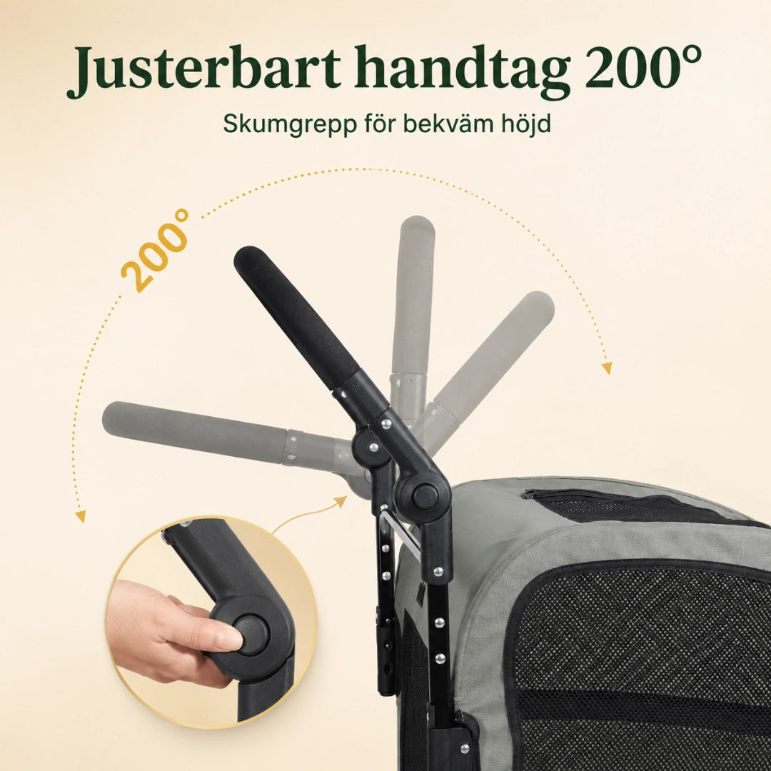 Hopfällbar Hundvagn för Stora Hundar justerbart handtag - Djurslottet