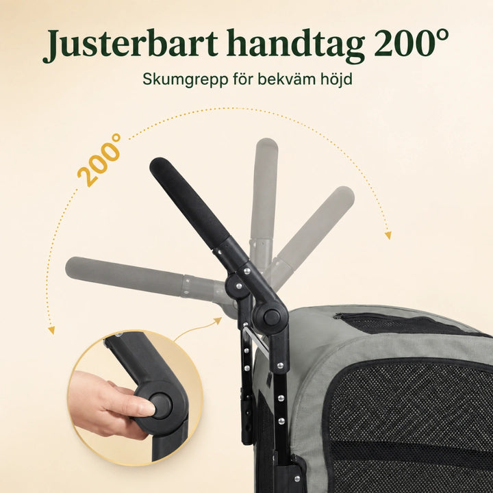 Hopfällbar Hundvagn för Stora Hundar justerbart handtag - Djurslottet