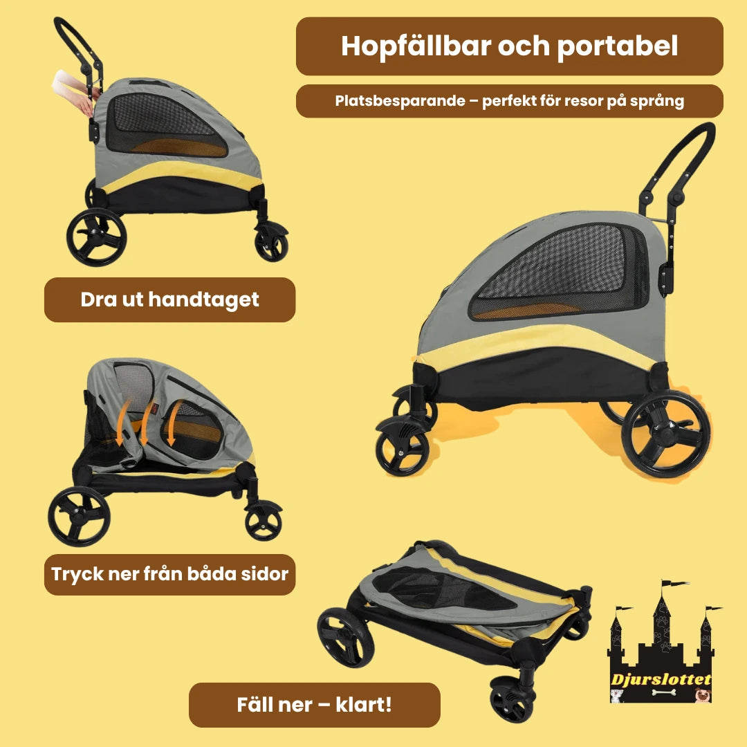 Hopfällbar Hundvagn för Stora Hundar och portabel - Djurslottet