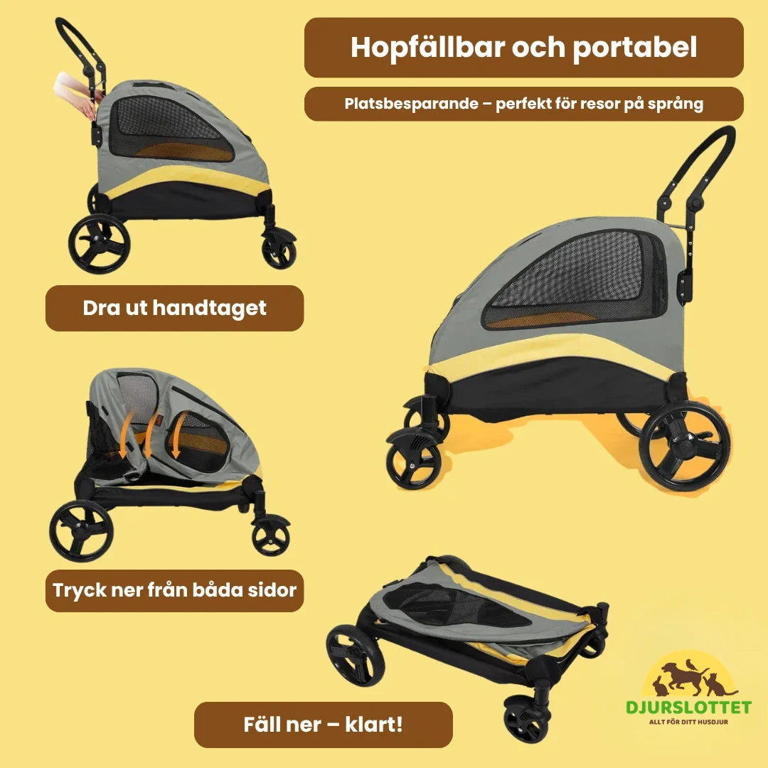 Hopfällbar Hundvagn för Stora Hundar och portabel Djurslottet