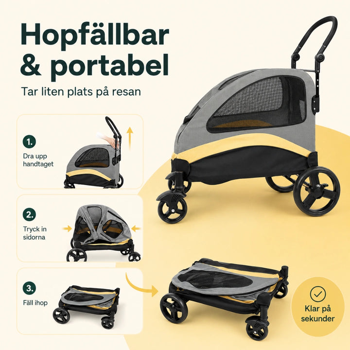 Hopfällbar Hundvagn för Stora Hundar portabel - Djurslottet