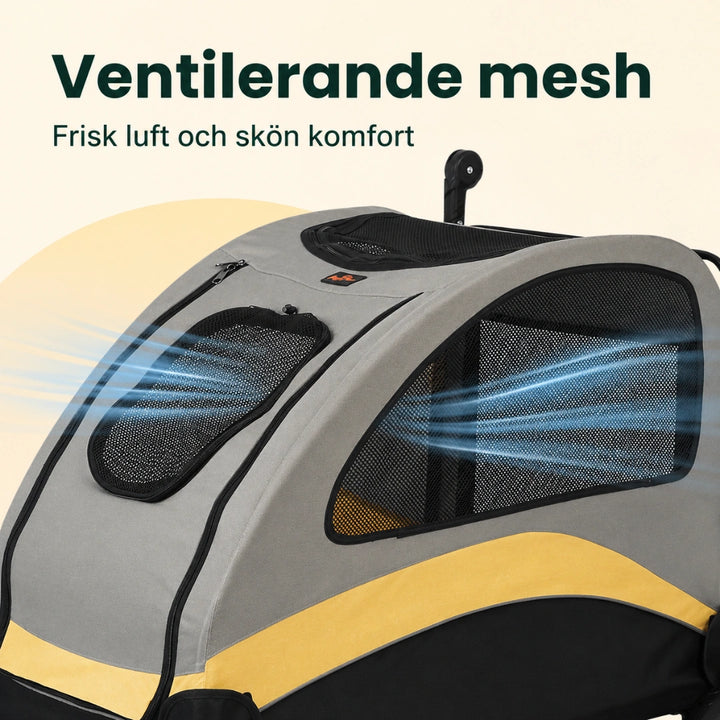 Hopfällbar Hundvagn för Stora Hundar ventilerande mesh - Djurslottet
