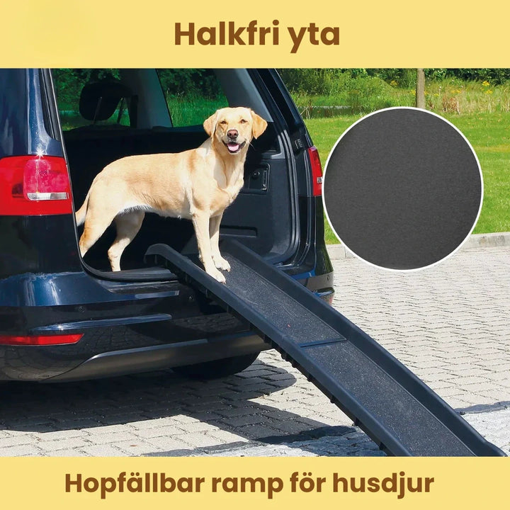 Hopfällbar hundramp för bil Halkfri yta Djurslottet
