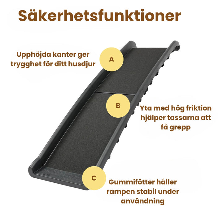 Hopfällbar hundramp för bil Säkerhetsfunktioner - Djurslottet