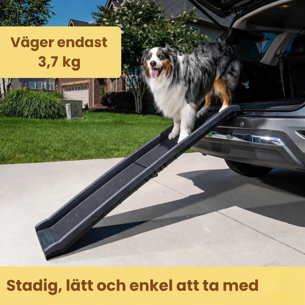 Hopfällbar hundramp för bil Våg endast 3,7 kg - Djurslottet