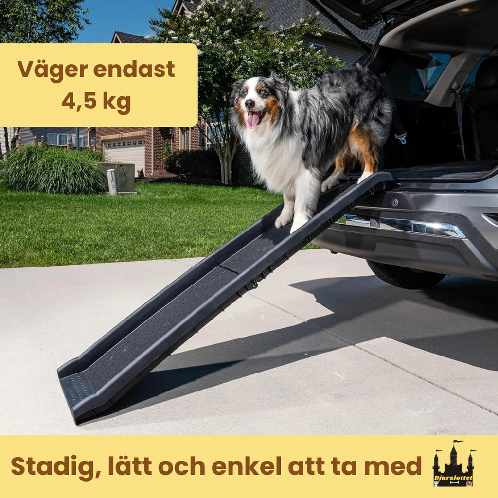 Hopfällbar hundramp för bil Våg endast 4,8 kg - Djurslottet