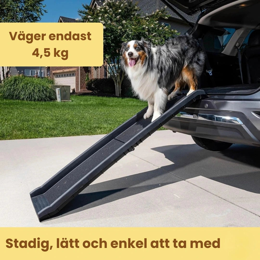 Hopfällbar hundramp för bil Våg endast 4,8 kg Djurslottet