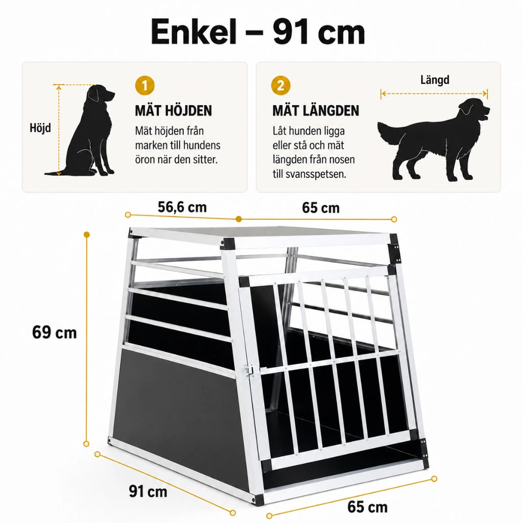 Hundbur i Aluminium för Bil enkel - Djurslottet 