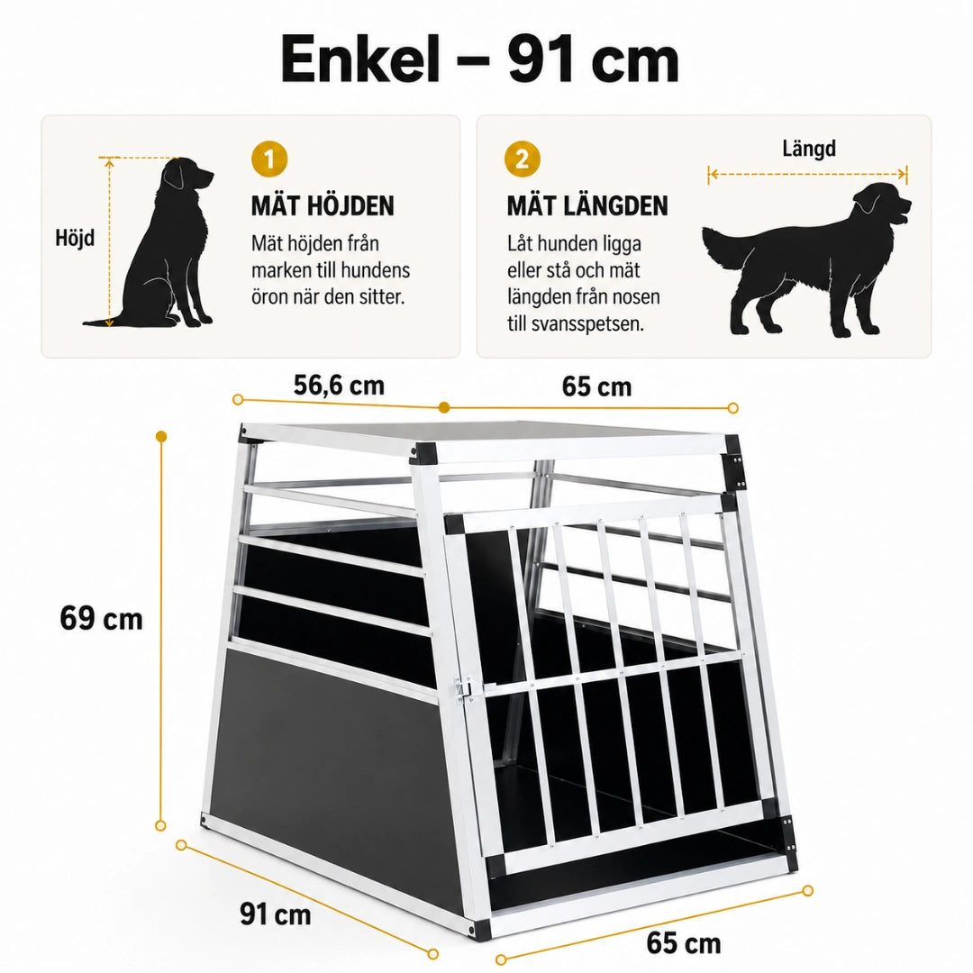 Hundbur i Aluminium för Bil enkel - Djurslottet 