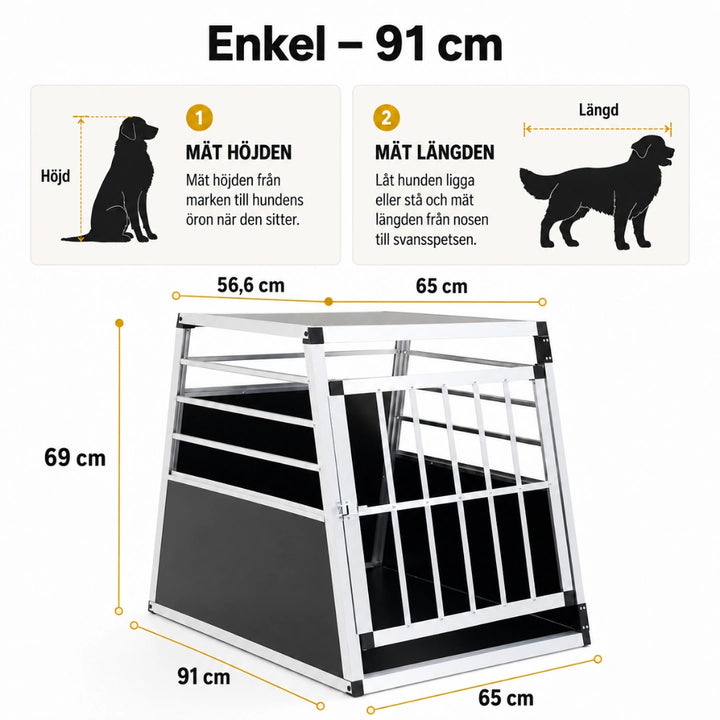 Hundbur i Aluminium för Bil enkel - Djurslottet 