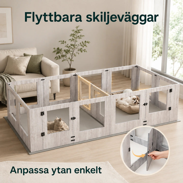 Hundhage med fönsterpaneler flyttbara- Djurslottet