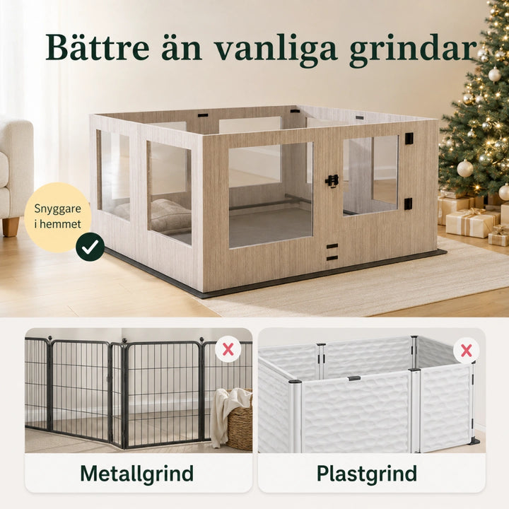 Hundhage med fönsterpaneler grindar - Djurslottet