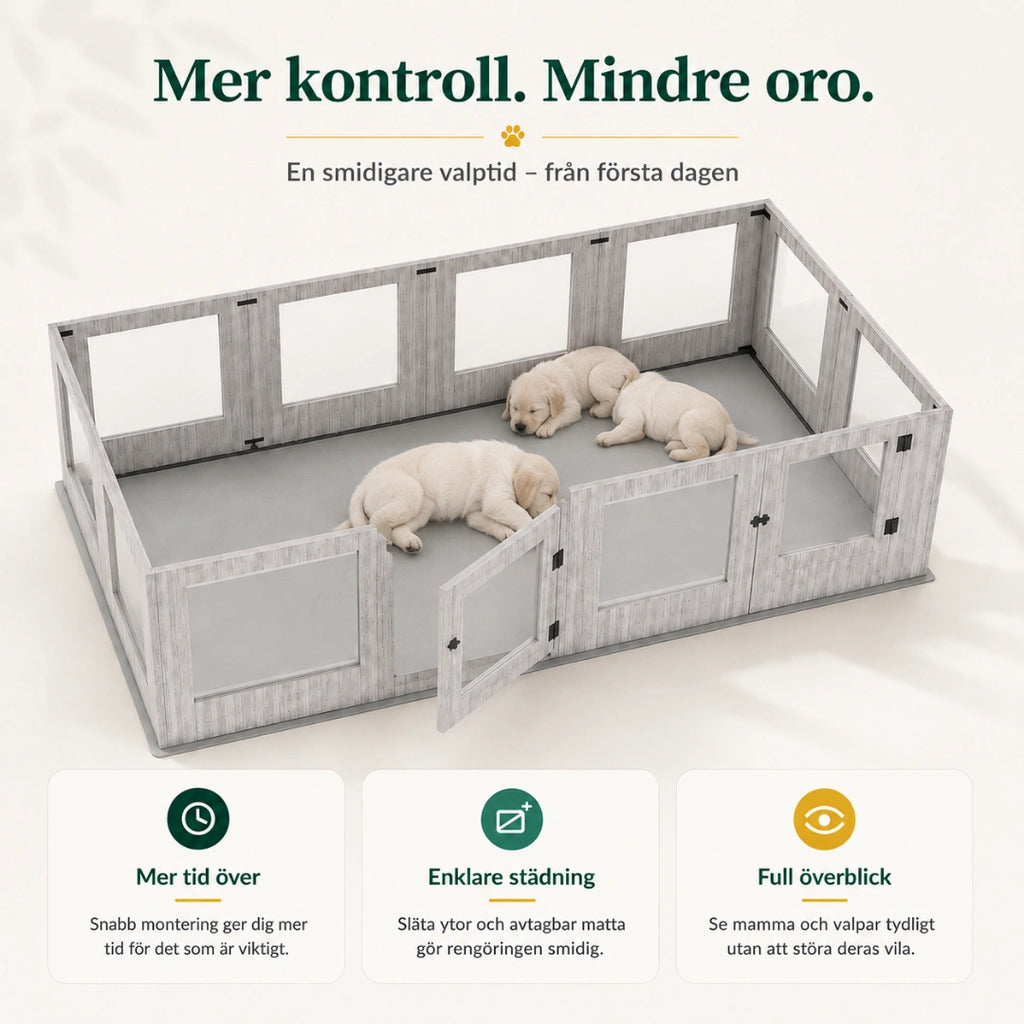 Hundhage med fönsterpaneler mer kontroll - Djurslottet