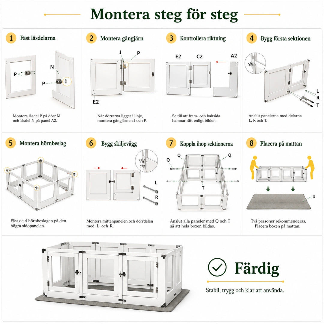Hundhage med fönsterpaneler steg for steg - Djurslottet
