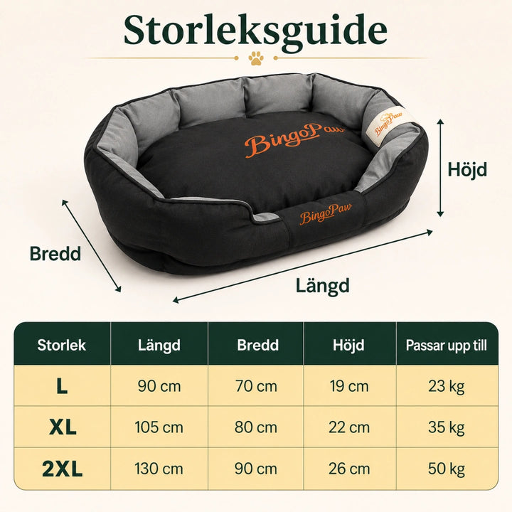 Hundsäng Ovalformad storleksguide - Djurslottet