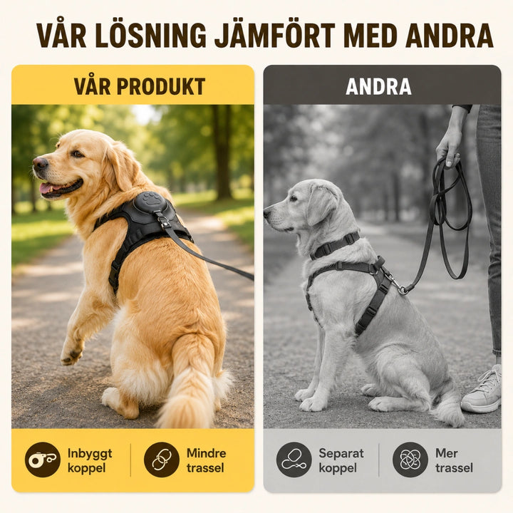 Hundsele med inbyggt flexikoppel - Djurslottet