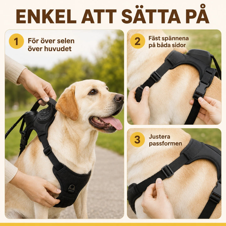 Hundsele med inbyggt flexikoppel - Djurslottet