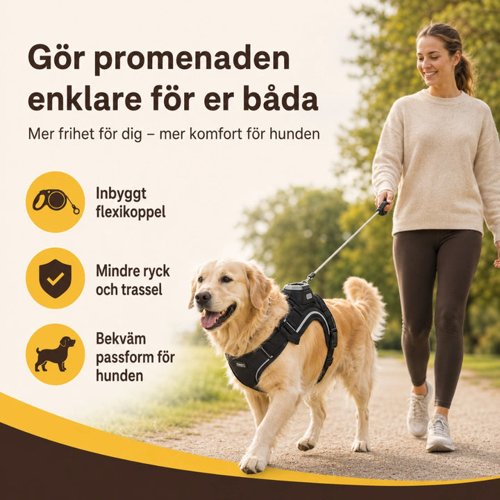 Hundsele med inbyggt flexikoppel - Djurslottet