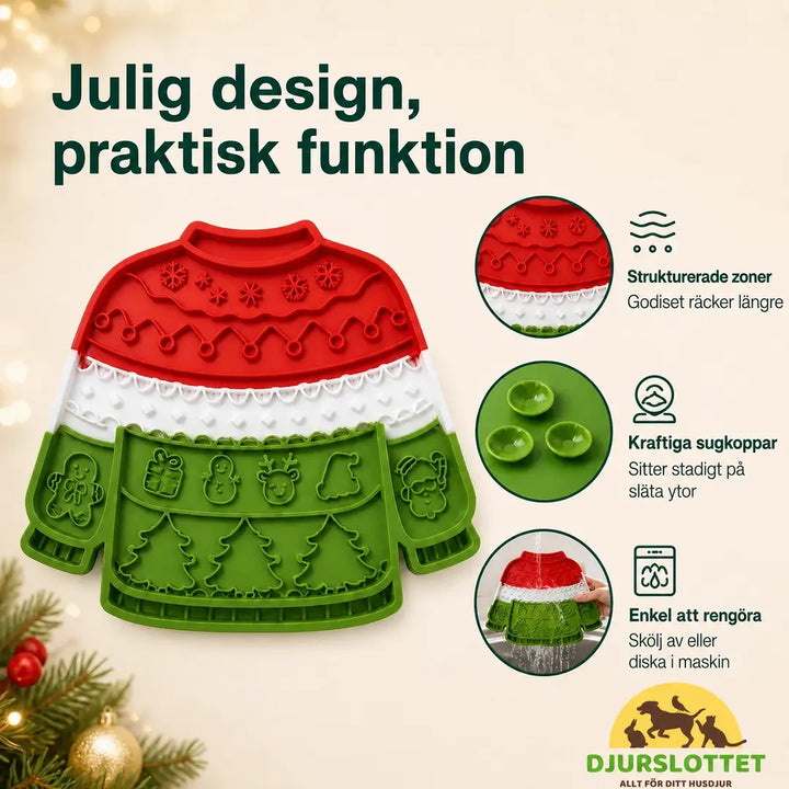 Julig slickmatta med texturzoner, sugkoppar och lättskött yta - Djurslottet