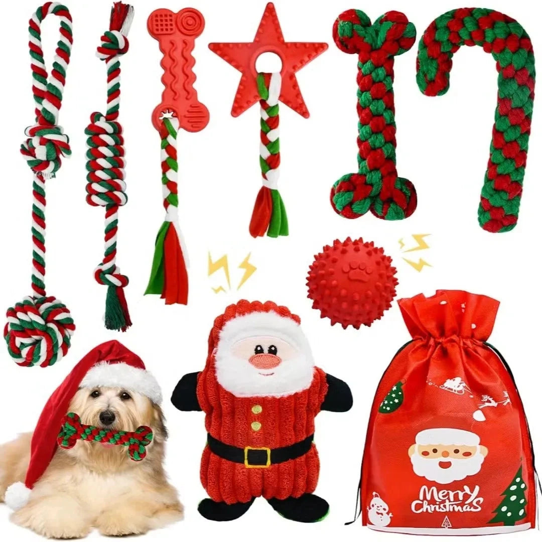 Julset med 8 kampleksaker för hund - Djurslottet