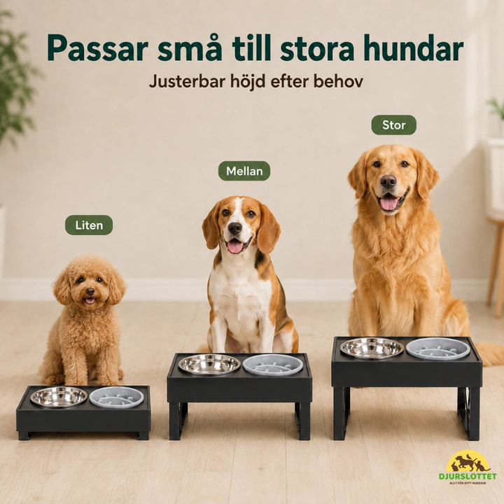 Justerbar Upphöjd Matskål sma till stora hundar Djurslottet