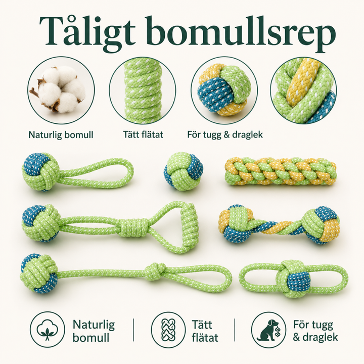 Kampleksaker 10 pack bomullsrep - Djurslottet