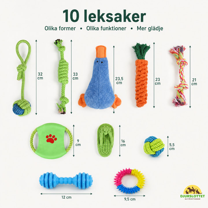 Kampleksaker 10 pack storlek - Djurslottet