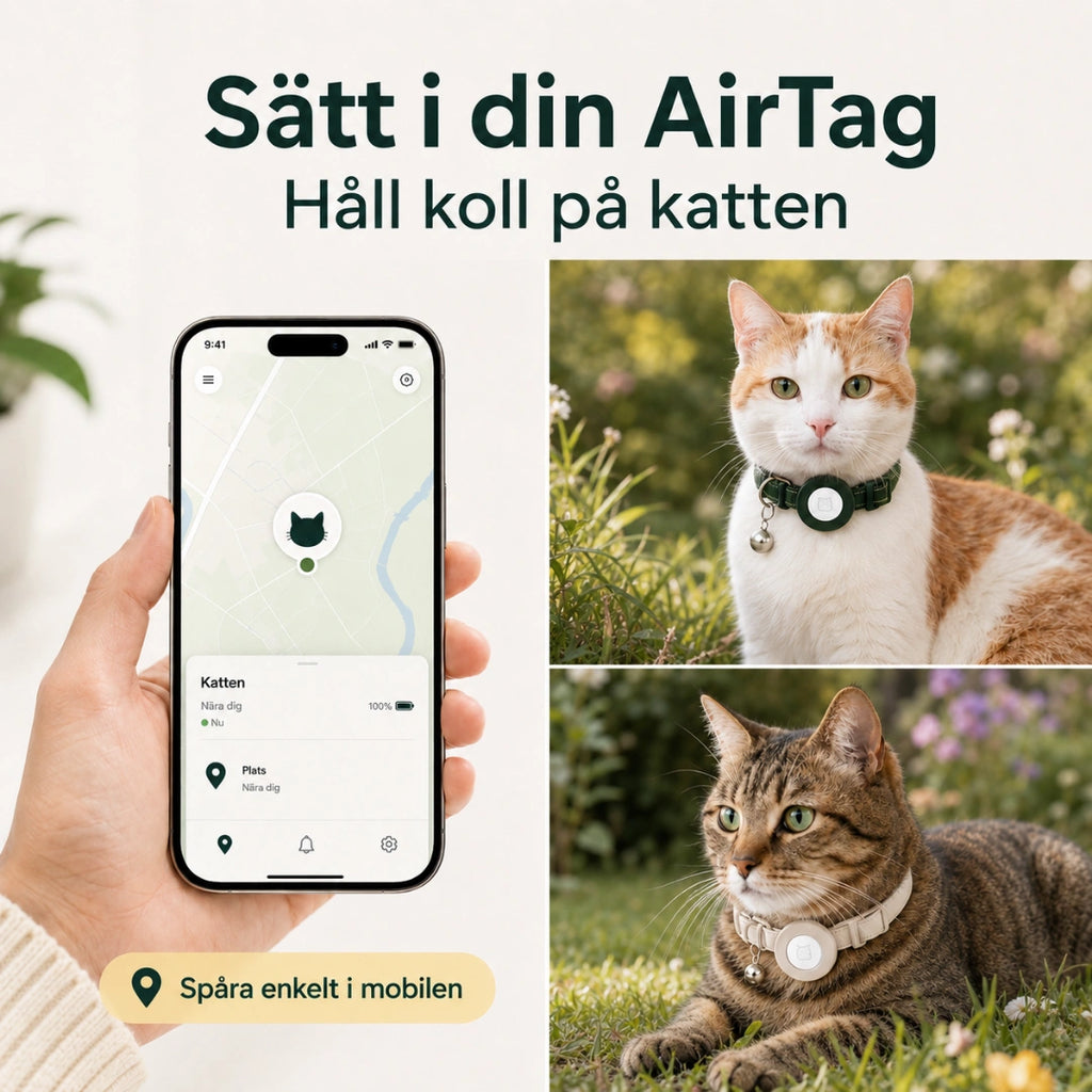 Katthalsband med Airtagskal satt i din airtag - Djurslottet