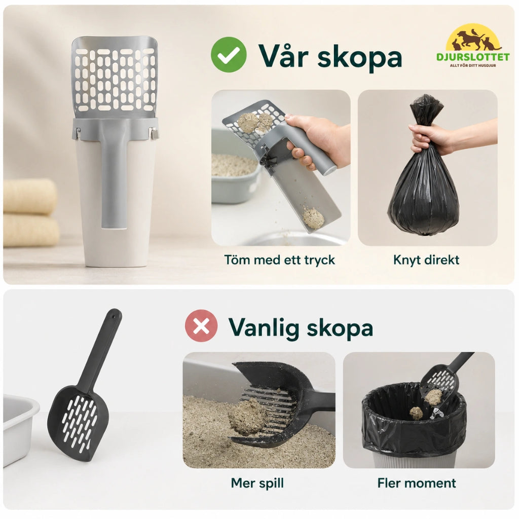 Kattspade med hållare vs vanlig skopa - Djurslottet