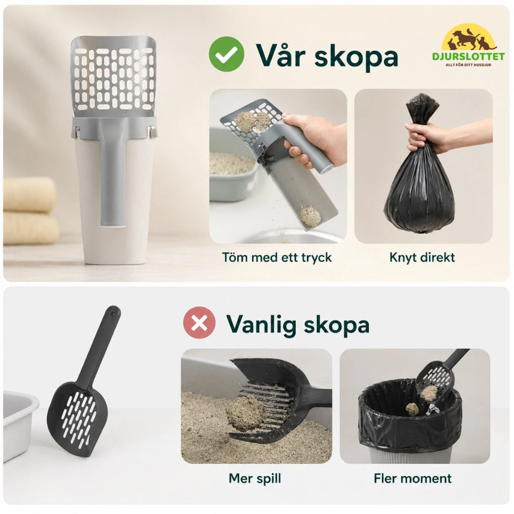 Kattspade med hållare vs vanlig skopa - Djurslottet
