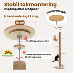 Klösträd golv till tak med justerbar 2 spännplattor och fjäder - Djurslottet