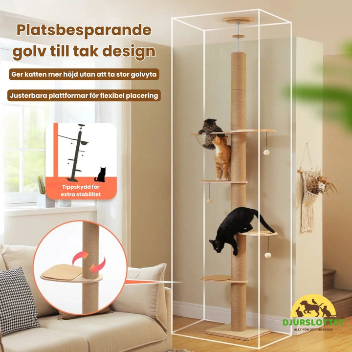Klösträd golv till tak med justerbar höjd Justerbara plattformar för flexibel placering - Djurslottet